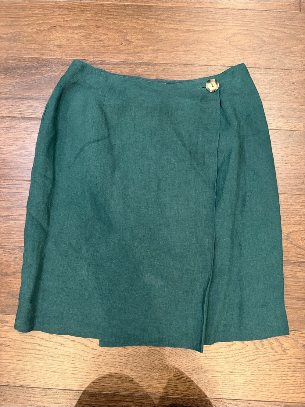 Vintage Jones New York Forest Green Linen Blend Wrap Skirt Size 8 USA - C76-058